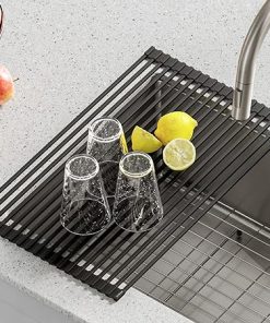 Kraus Multipurpose Over-Sink Roll-Up Dish Drying Rack, Colander and Trivet in Dark Grey, KRM-10DG 2